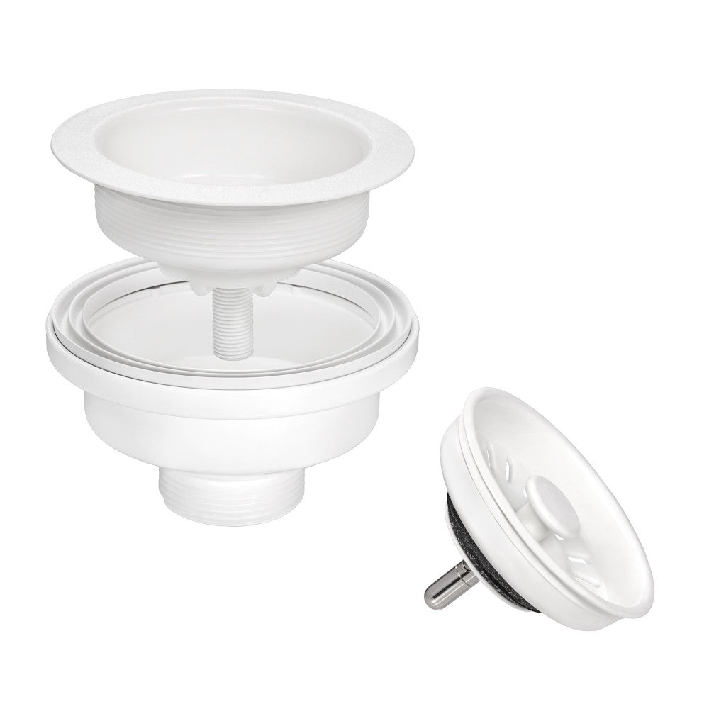 Ruvati Kitchen Sink Basket Strainer Drain Assembly Matte White