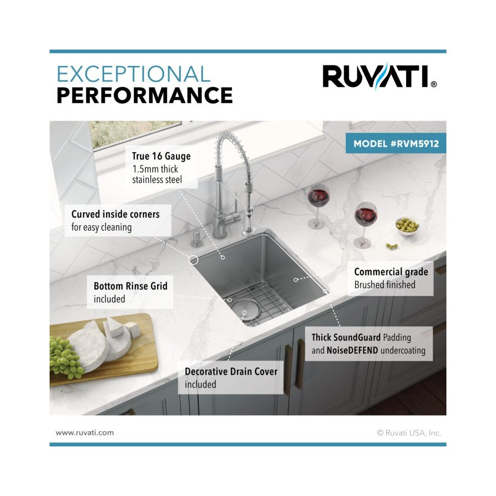 Ruvati Modena 12 x 18 inch Undermount Bar Sink