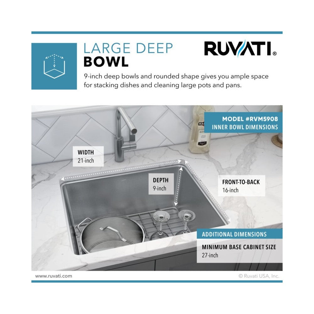 Ruvati Modena 23 x 18 inch Undermount Stainless Steel Kitchen Sink