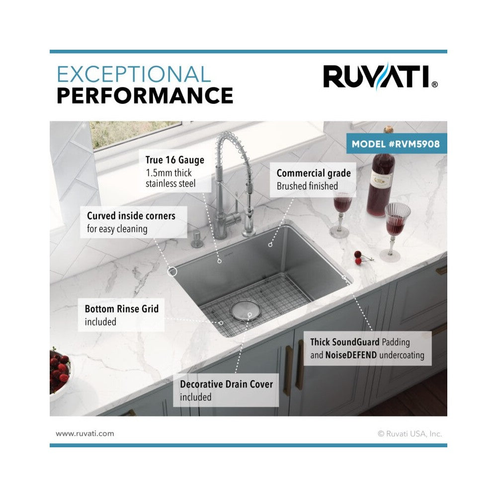 Ruvati Modena 23 x 18 inch Undermount Stainless Steel Kitchen Sink