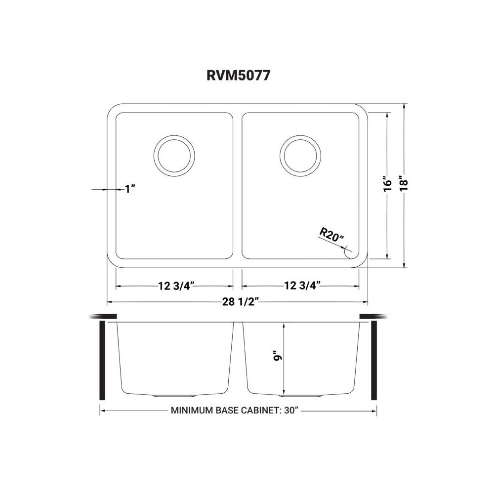 Ruvati Modena 28 x 18 inch Undermount Stainless Steel Kitchen Sink