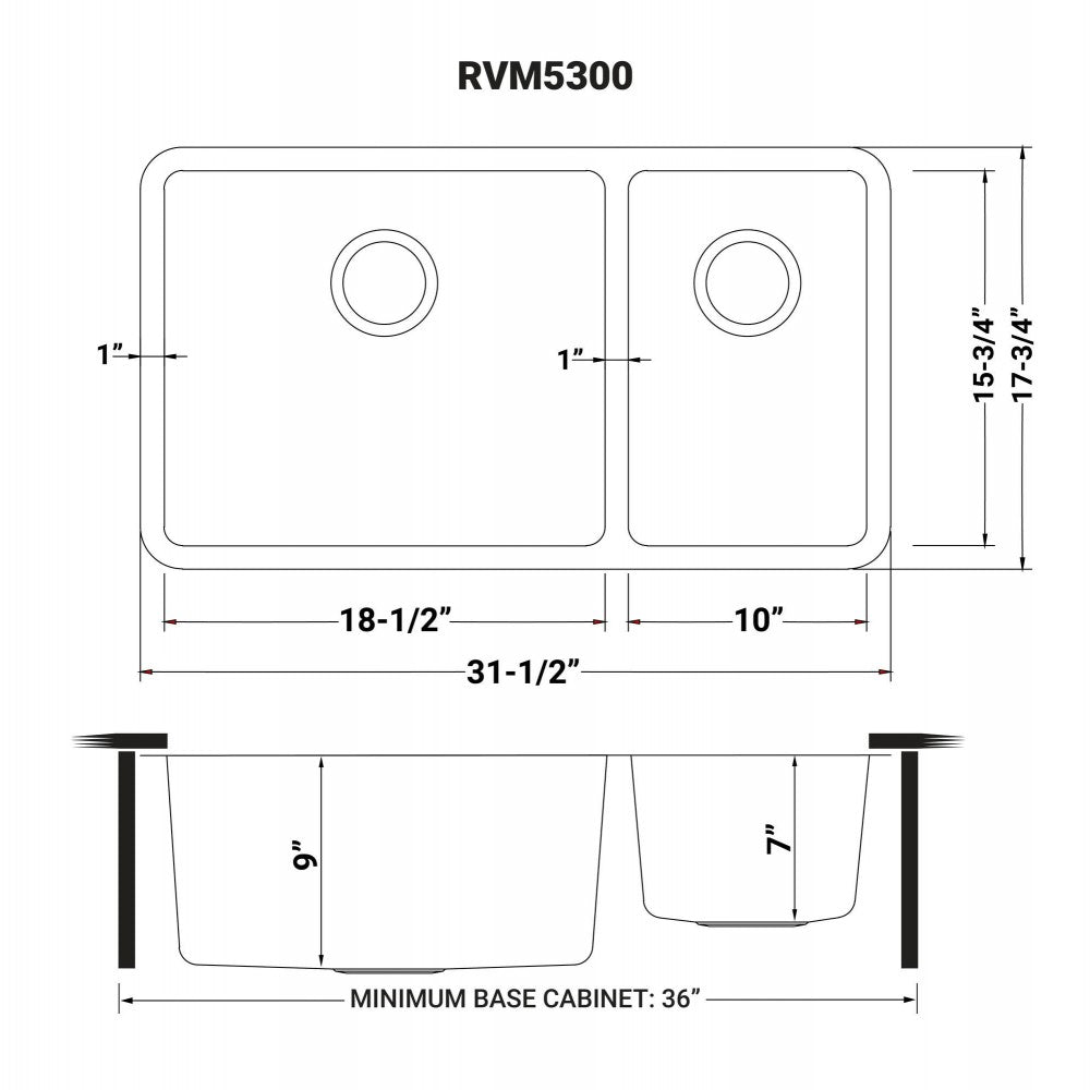 Ruvati Modena 32 x 18 inch Undermount Stainless Steel Kitchen Sink