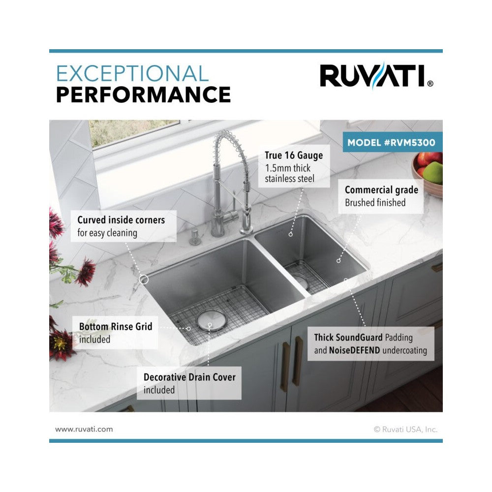 Ruvati Modena 32 x 18 inch Undermount Stainless Steel Kitchen Sink