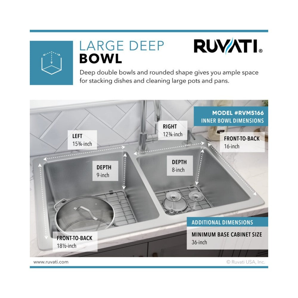 Ruvati Modena 33 x 22 inch Topmount Stainless Steel Kitchen Sink