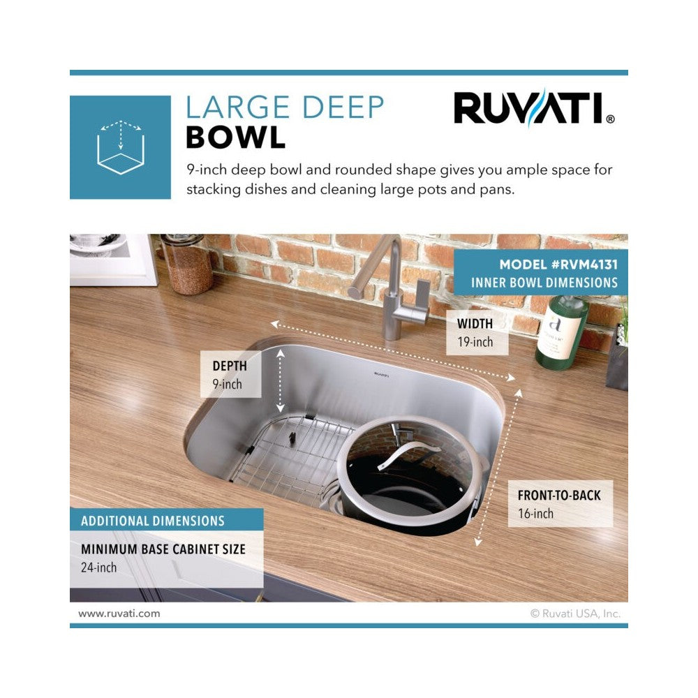 Ruvati Parmi 20.75 x 17.75 inch Undermount Stainless Steel Kitchen Sink