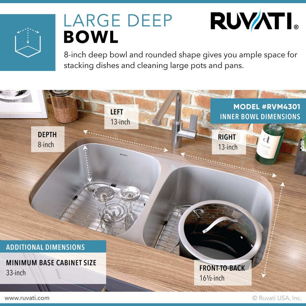 Ruvati Parmi 29 x 18.5 inch Undermount Stainless Steel Kitchen Sink