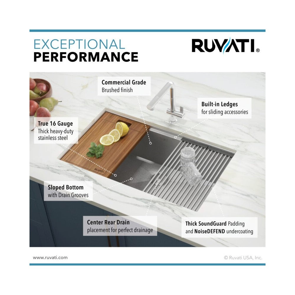 Ruvati Roma Pro 32 x 19 inch Undermount Stainless Steel Kitchen Sink