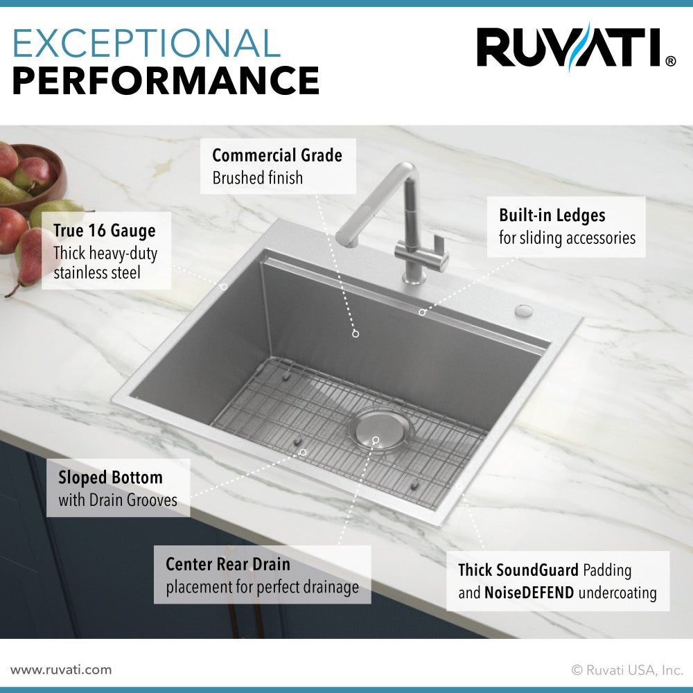 Ruvati Siena 25 x 22 inch Topmount Stainless Steel Kitchen Sink