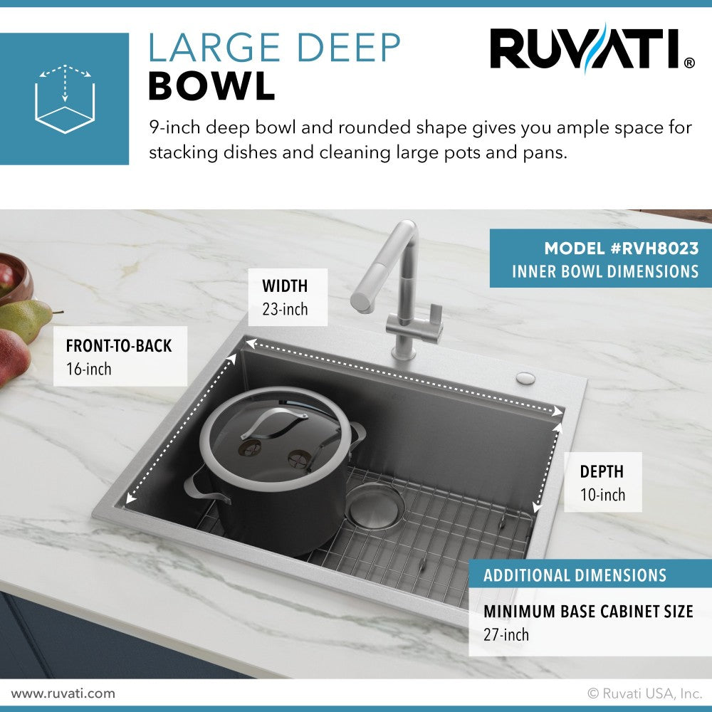 Ruvati Siena 25 x 22 inch Topmount Stainless Steel Kitchen Sink