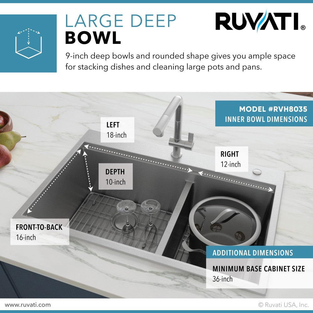 Ruvati Siena 33 x 22 inch Topmount Stainless Steel Kitchen Sink