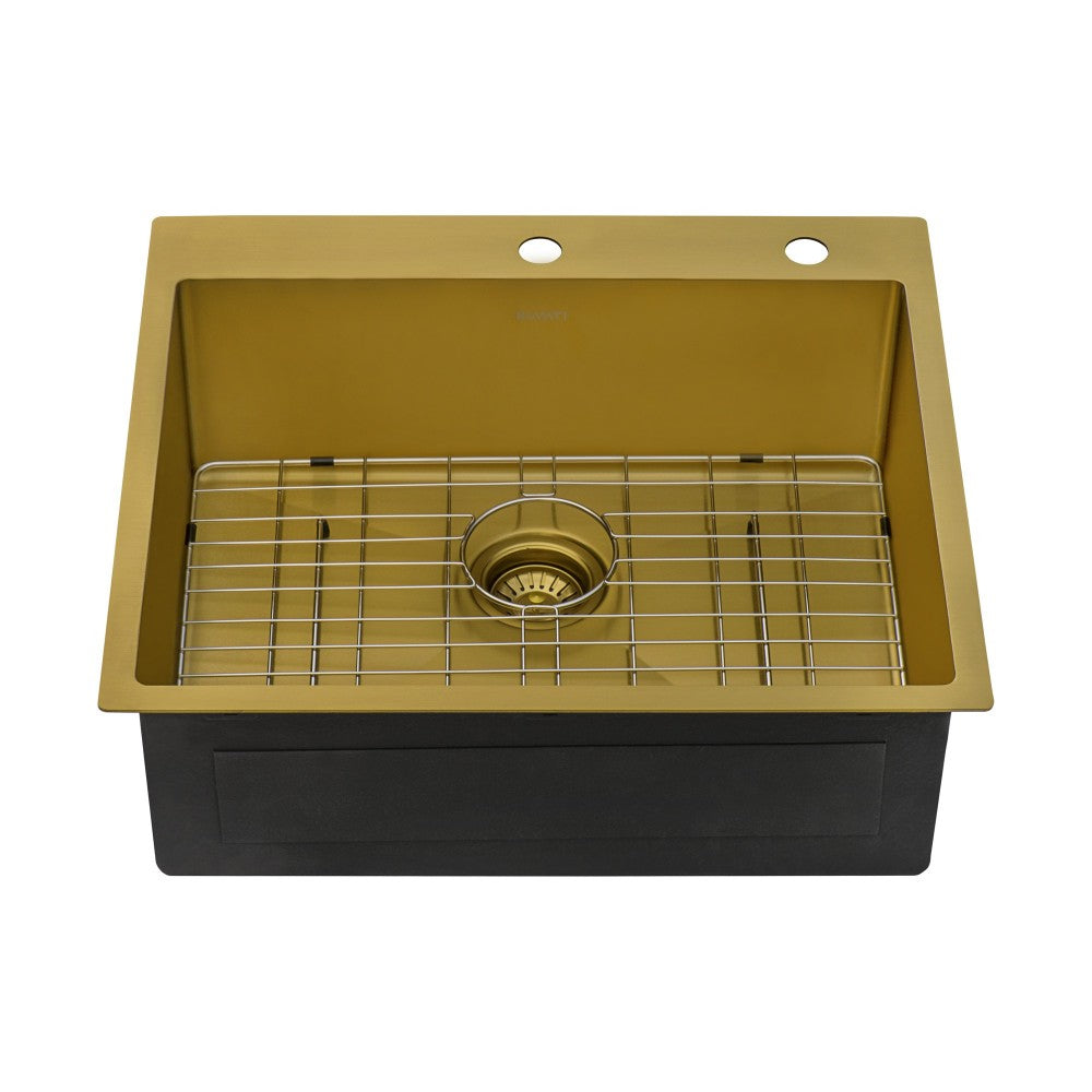 Ruvati Terraza 25 x 22 inch Topmount Kitchen Sink - Matte Gold Brass Tone