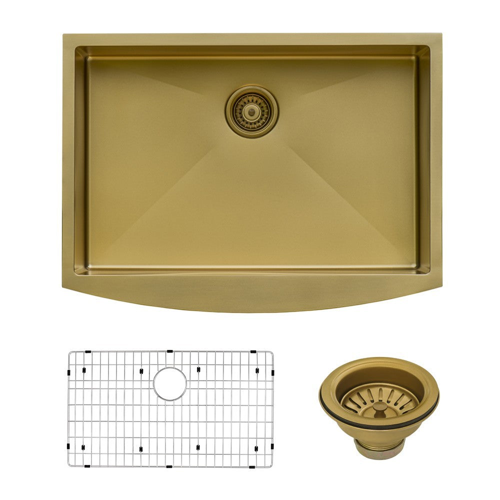 Ruvati Terraza 36 x 22 inch Apron Front Kitchen Sink - Brass Tone Matte Gold