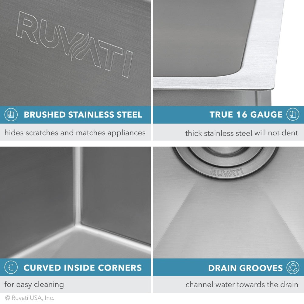Ruvati Urbana 36 x 19 inch Undermount Stainless Steel Kitchen Sink