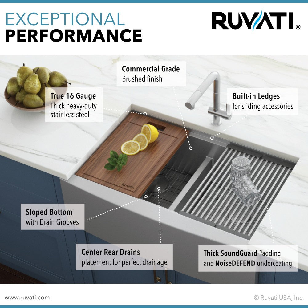Ruvati Verona 33 x 22 inch Apron Front Stainless Steel Kitchen Sink