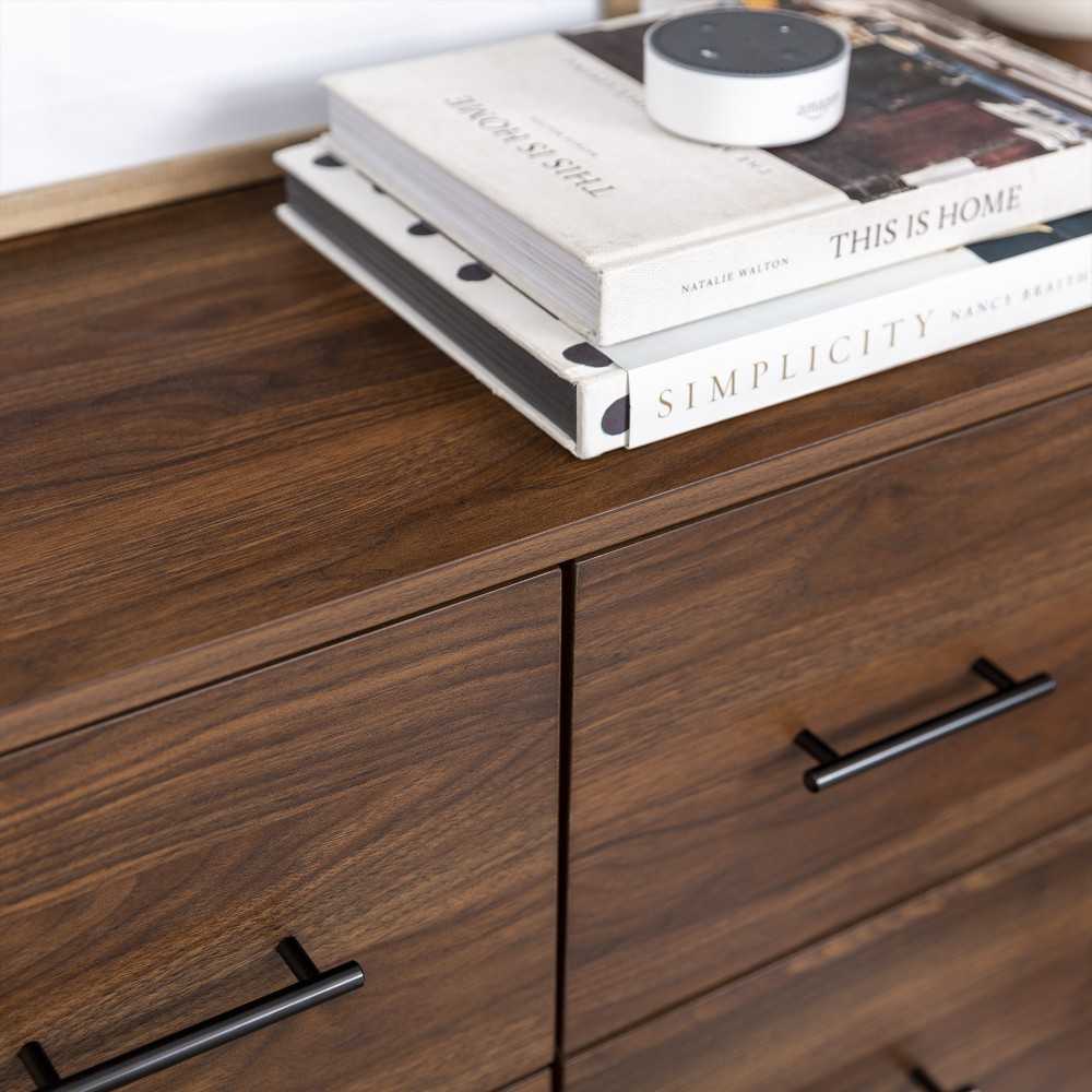 Savanna Modern Wood 6 Drawer Dresser - Dark Walnut