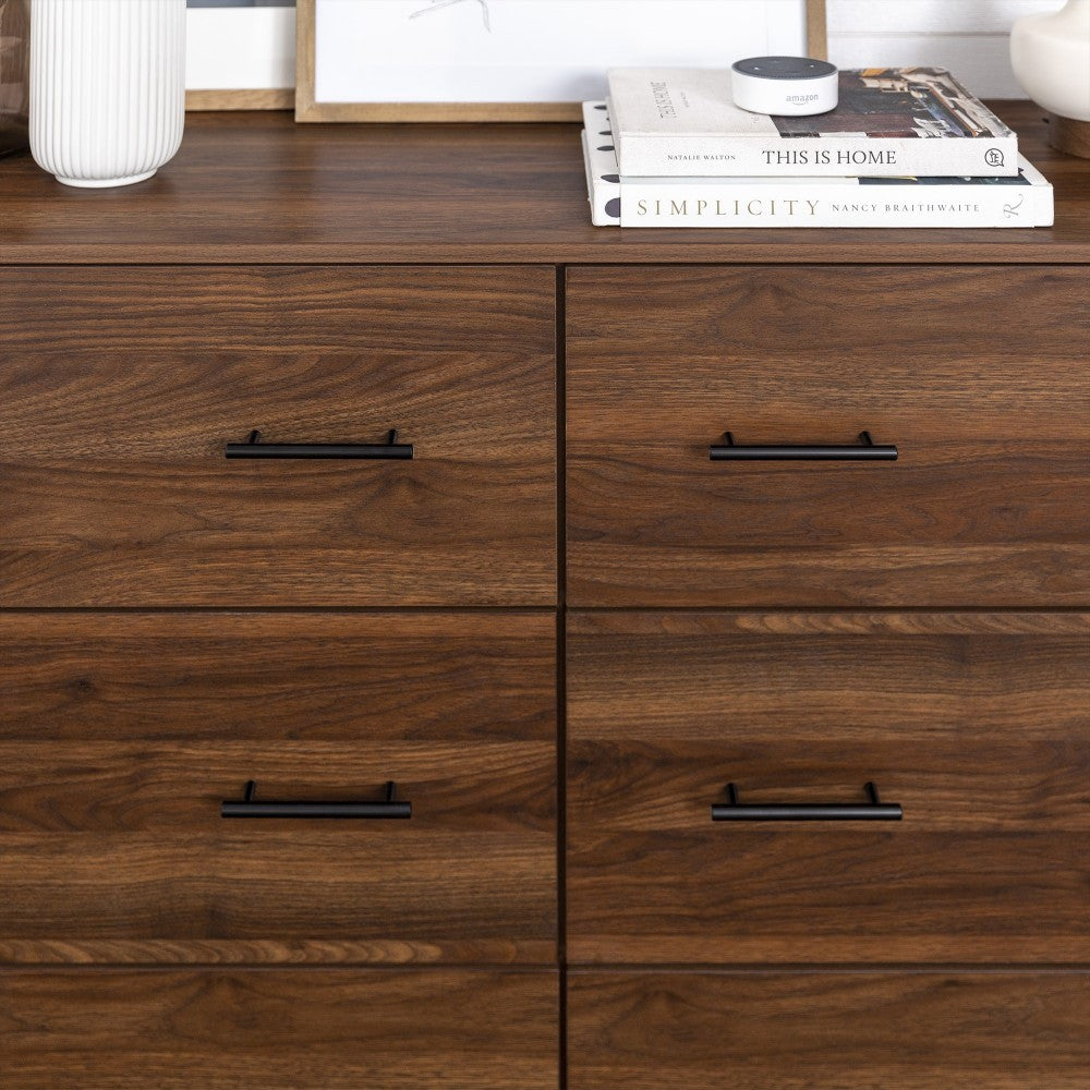 Savanna Modern Wood 6 Drawer Dresser - Dark Walnut