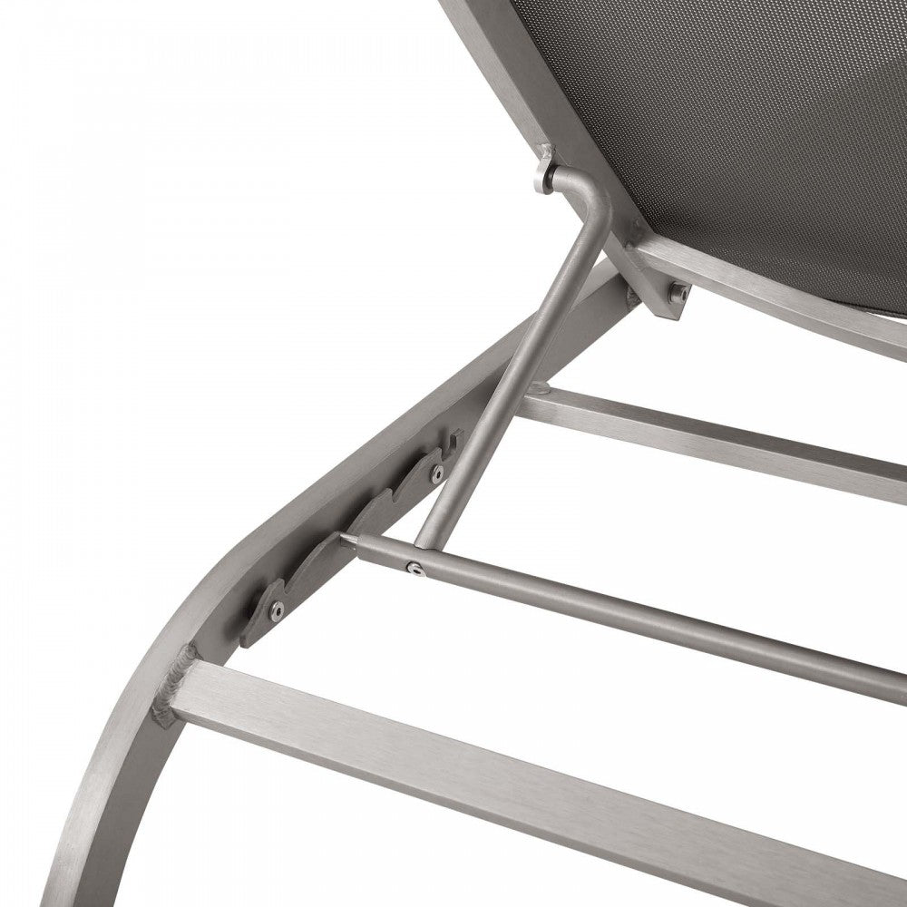Savannah Mesh Chaise Outdoor Patio Aluminum Lounge Chair, Gray