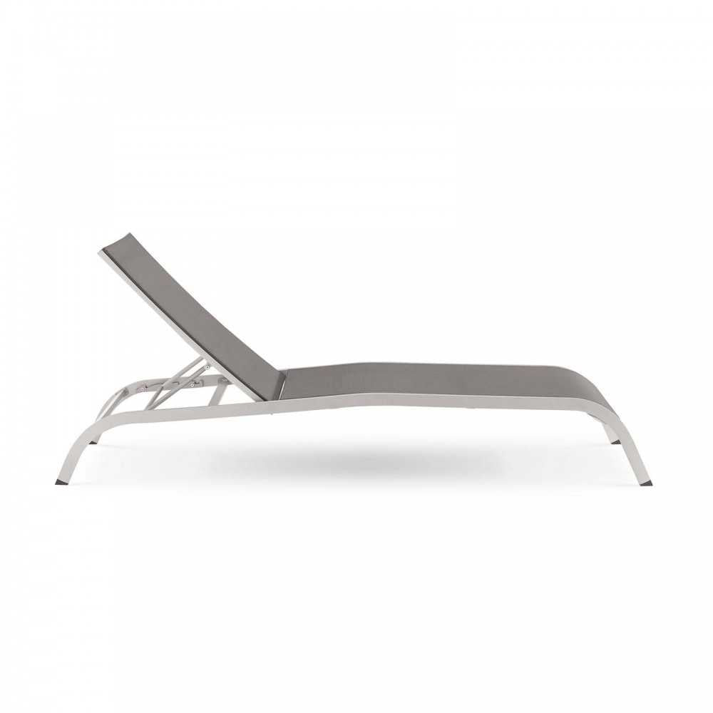 Savannah Mesh Chaise Outdoor Patio Aluminum Lounge Chair, Gray