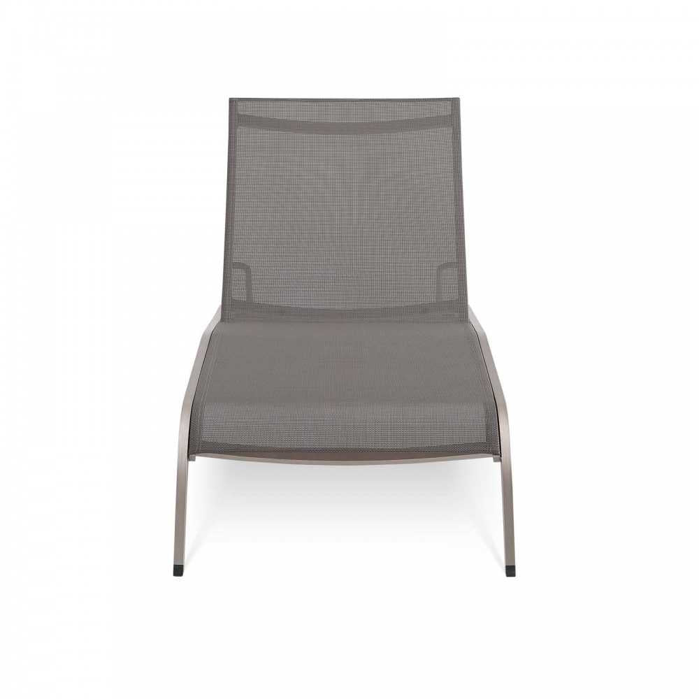 Savannah Mesh Chaise Outdoor Patio Aluminum Lounge Chair, Gray