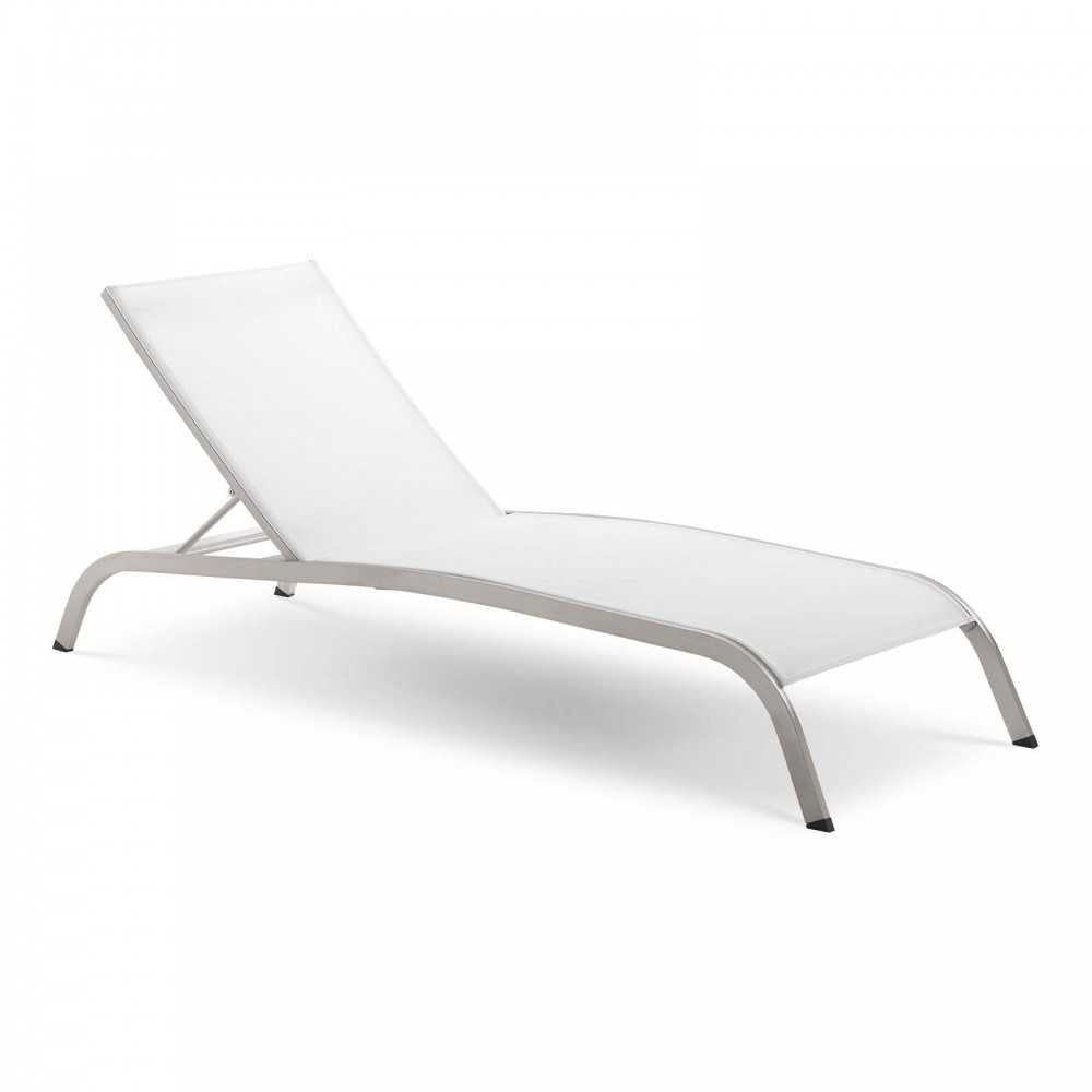 Savannah Outdoor Patio Mesh Chaise Lounge Set of 4, White