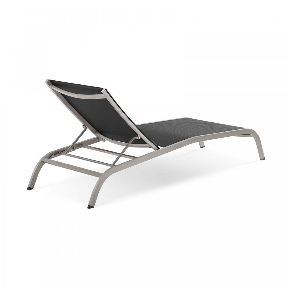 Savannah Outdoor Patio Mesh Chaise Lounge Set of 4, Black