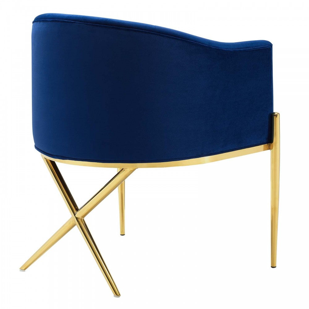 Savour Accent Dining Armchair Performance Velvet Set of 2, Navy