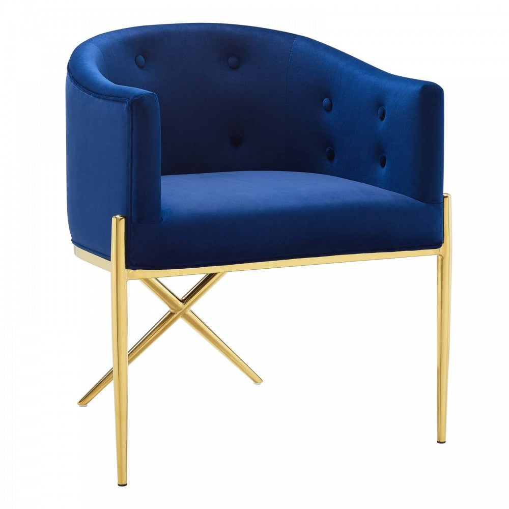 Savour Accent Dining Armchair Performance Velvet Set of 2, Navy