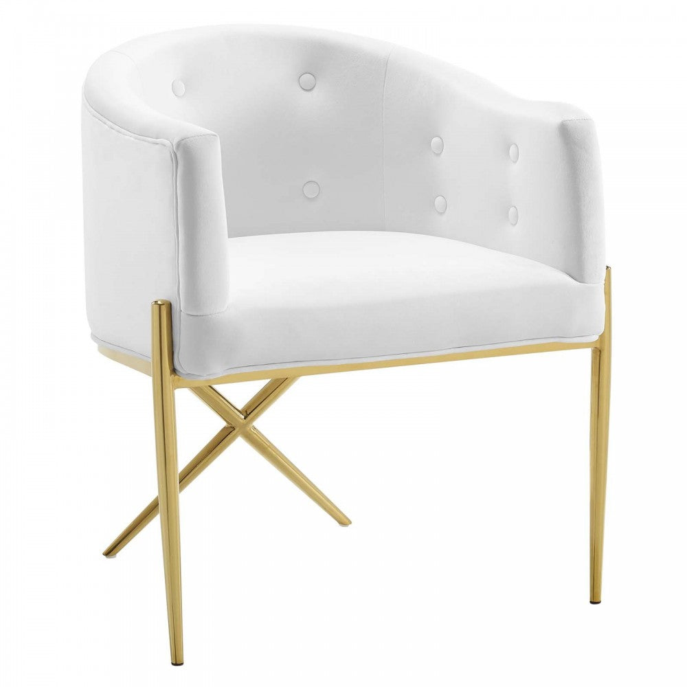 Savour Accent Dining Armchair Performance Velvet Set of 2, White