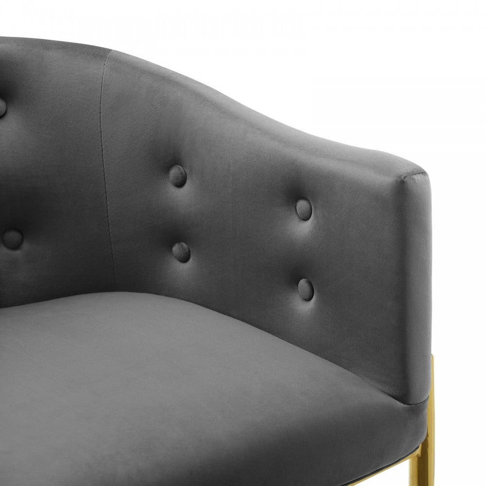 Savour Accent Dining Armchair Performance Velvet Set of 2, Charcoal