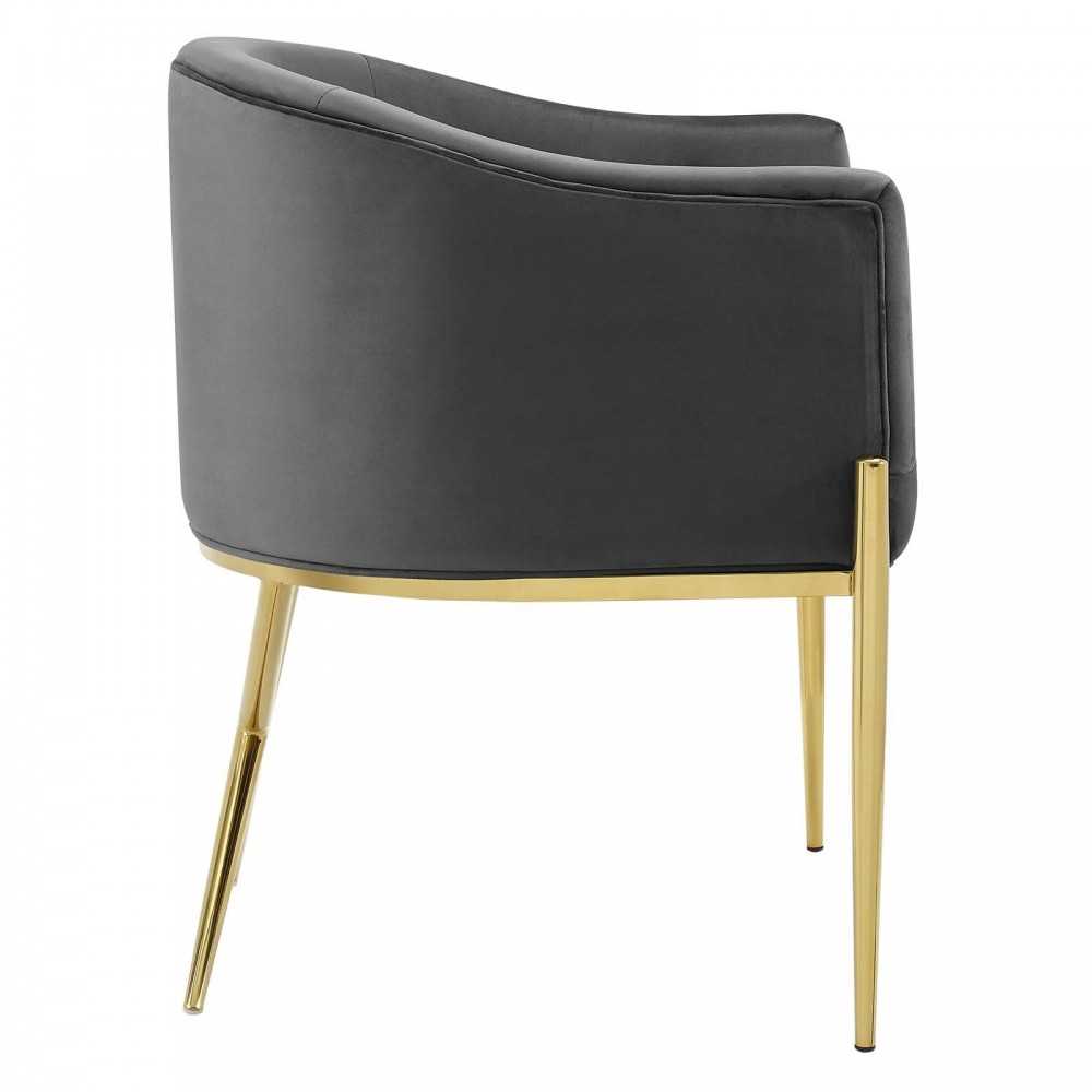 Savour Accent Dining Armchair Performance Velvet Set of 2, Charcoal