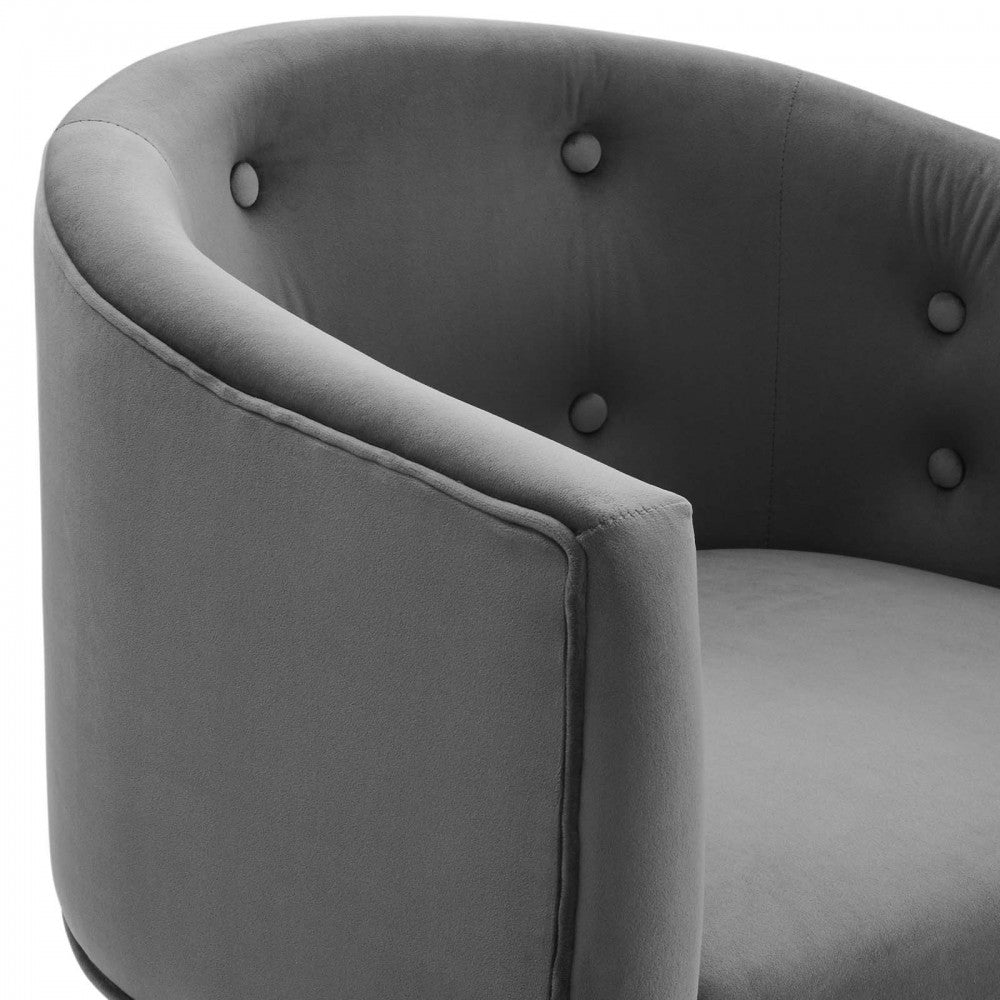 Savour Tufted Performance Velvet Accent Chair, Gray