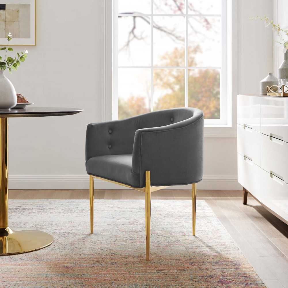 Savour Tufted Performance Velvet Accent Chair, Gray