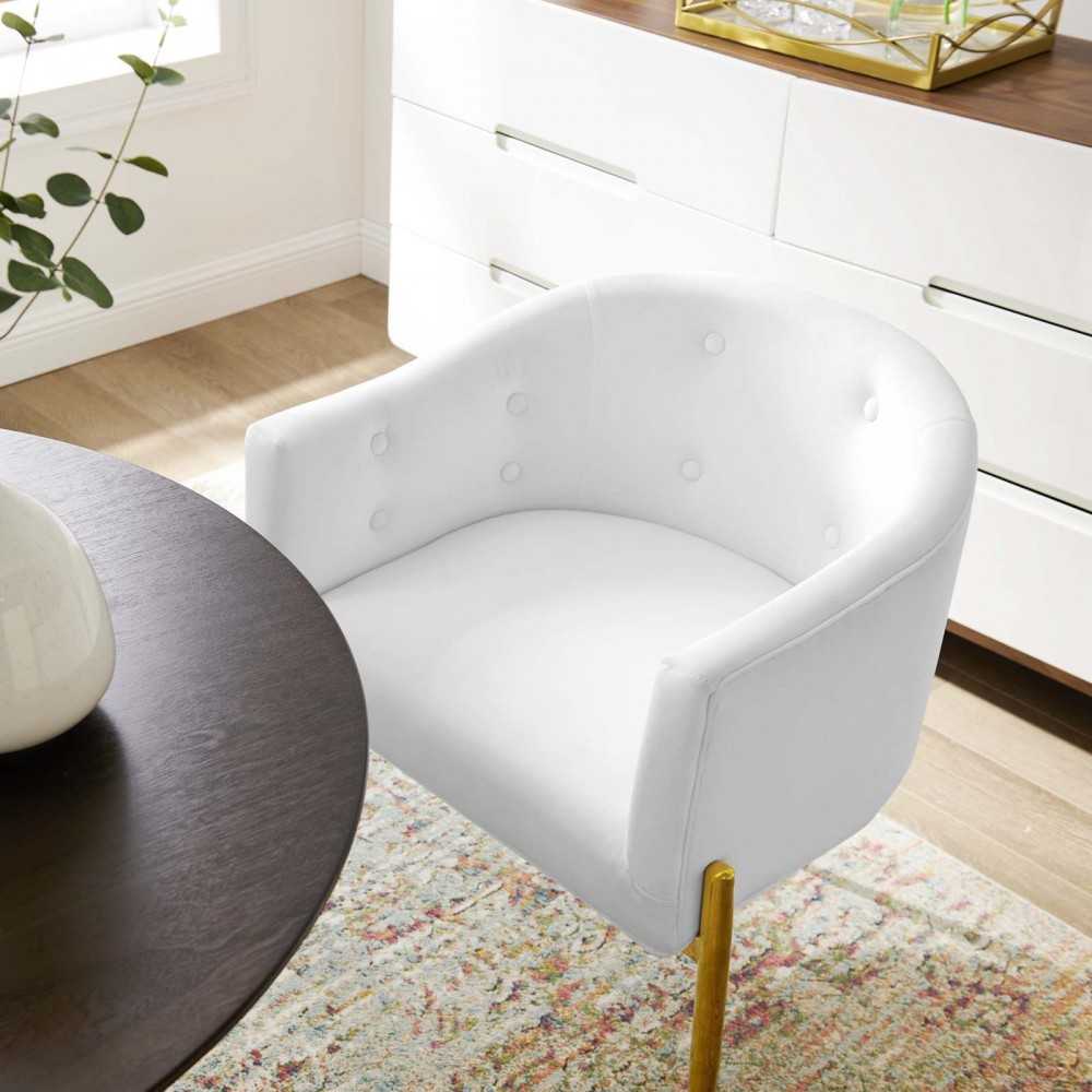 Savour Tufted Performance Velvet Accent Chair, White