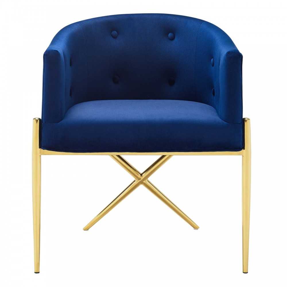 Savour Tufted Performance Velvet Accent Dining Armchair, Navy