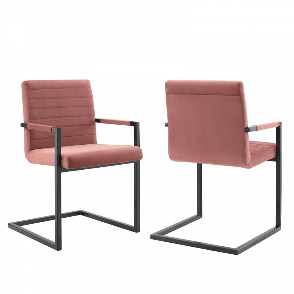 Savoy Performance Velvet Dining Chairs - Set of 2, Dusty Rose