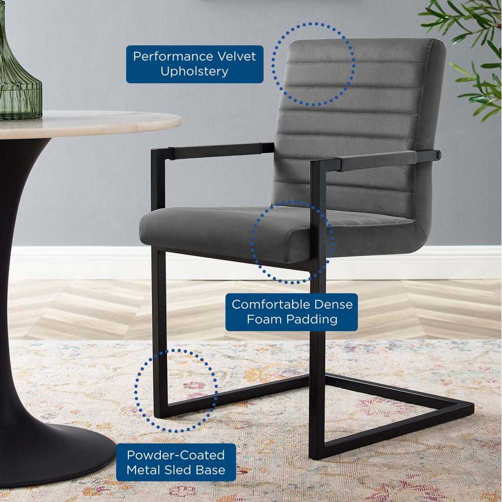 Savoy Performance Velvet Dining Chairs - Set of 2, Gray