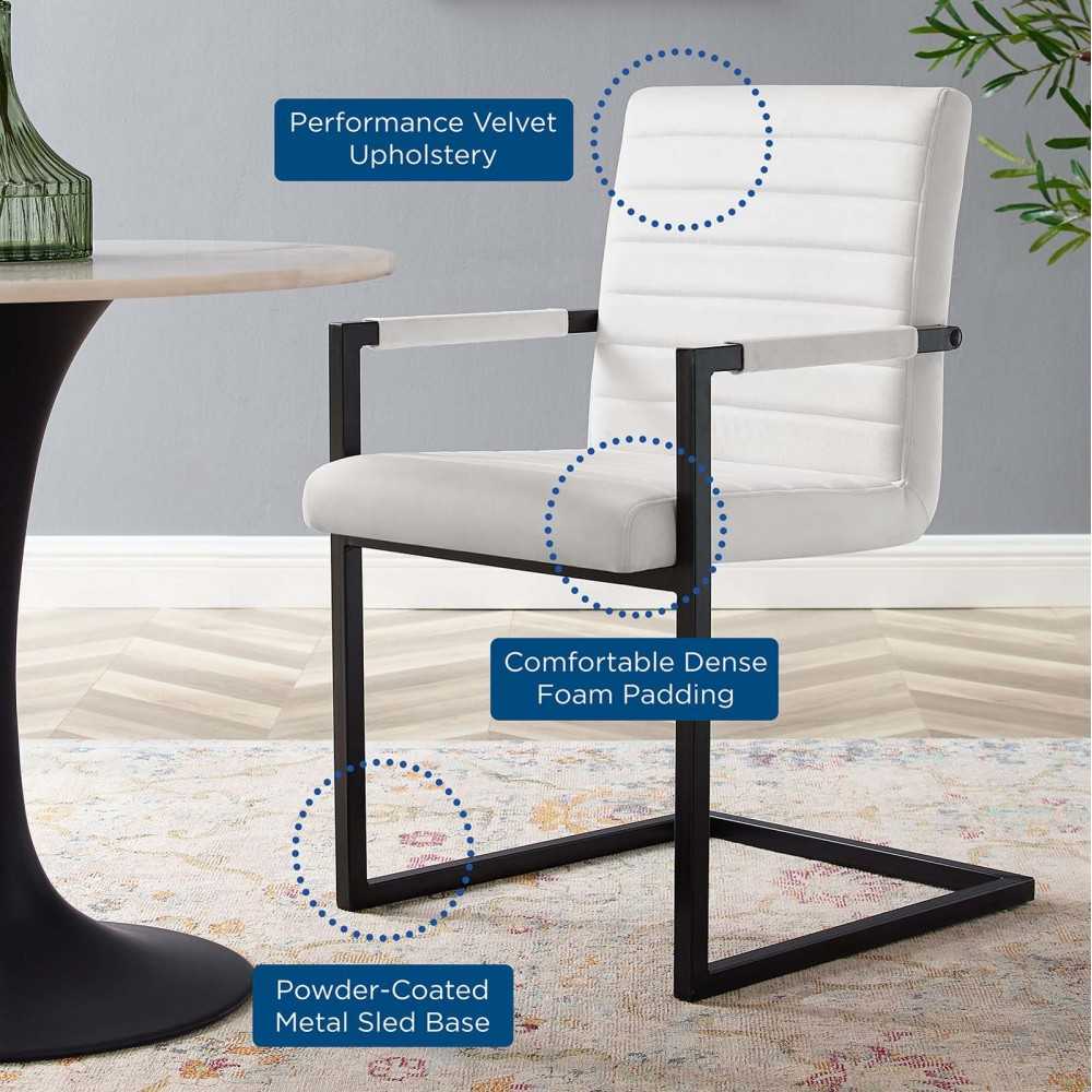 Savoy Performance Velvet Dining Chairs - Set of 2, White