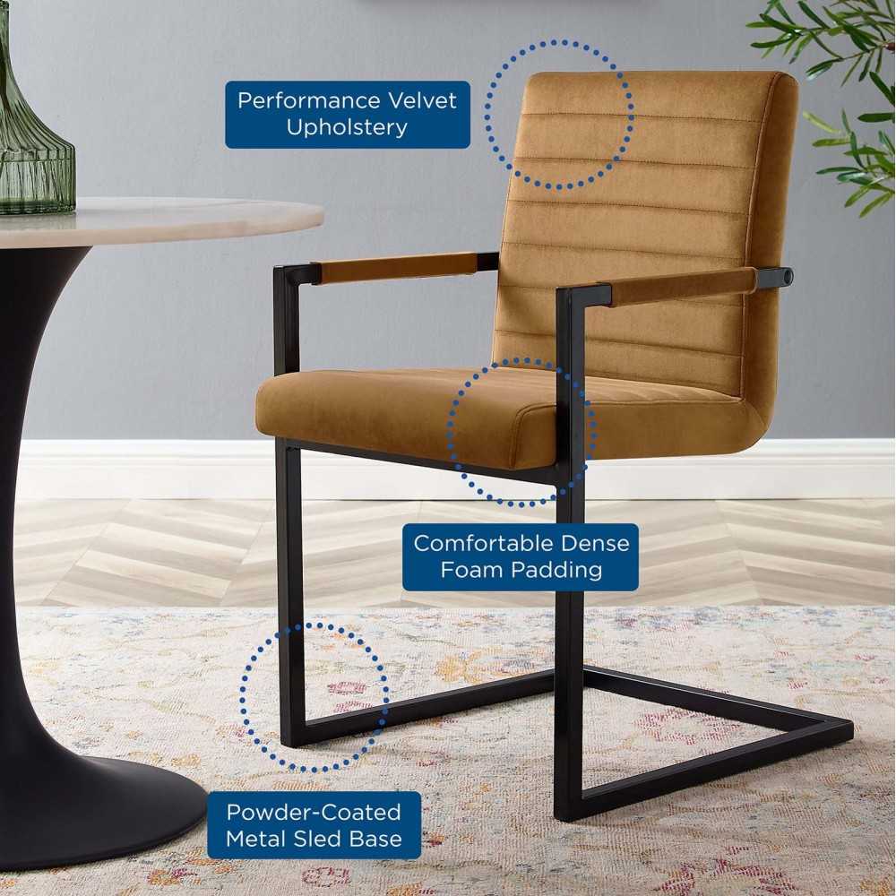 Savoy Performance Velvet Dining Chairs - Set of 2, Cognac