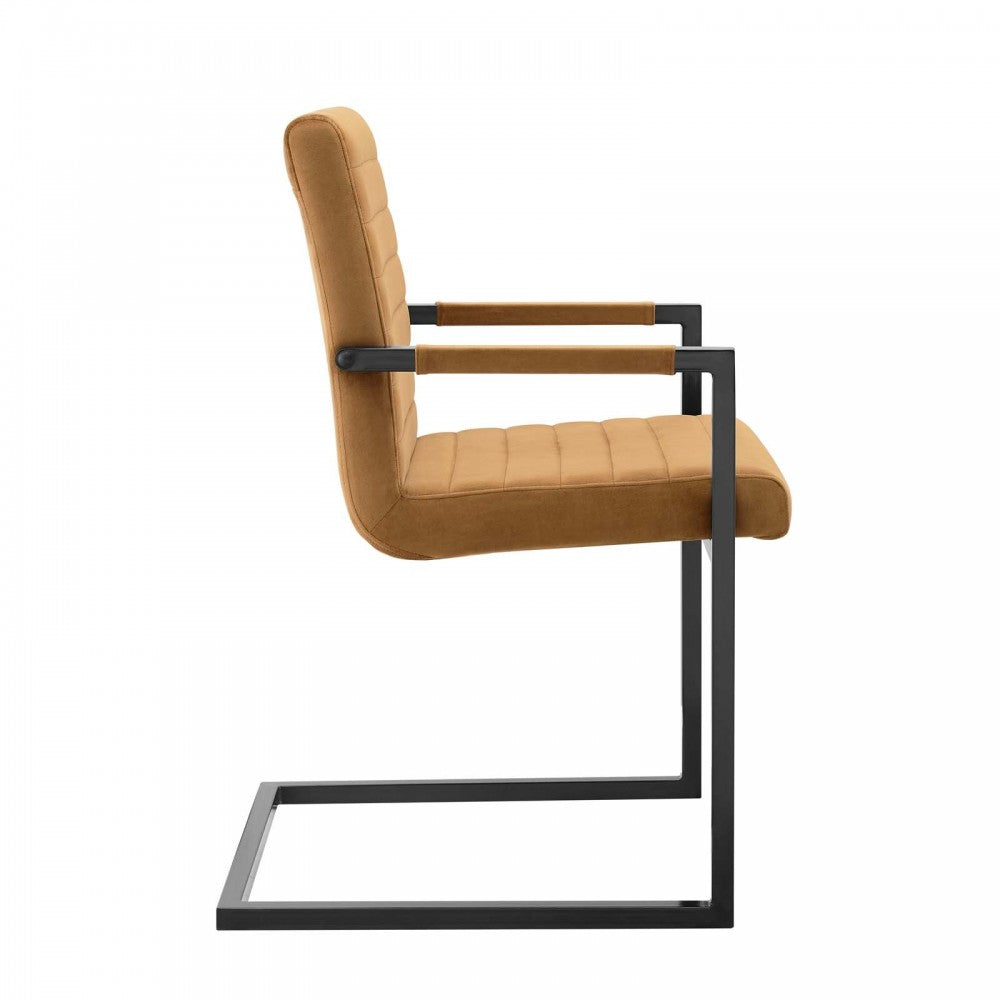 Savoy Performance Velvet Dining Chairs - Set of 2, Cognac