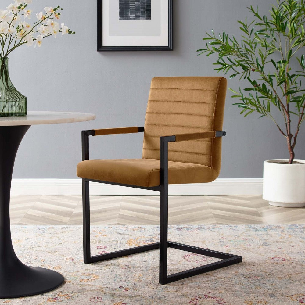 Savoy Performance Velvet Dining Chairs - Set of 2, Cognac