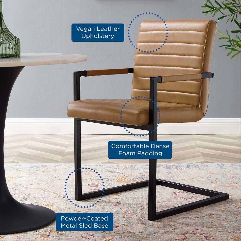 Savoy Vegan Leather Dining Chairs - Set of 2, Tan