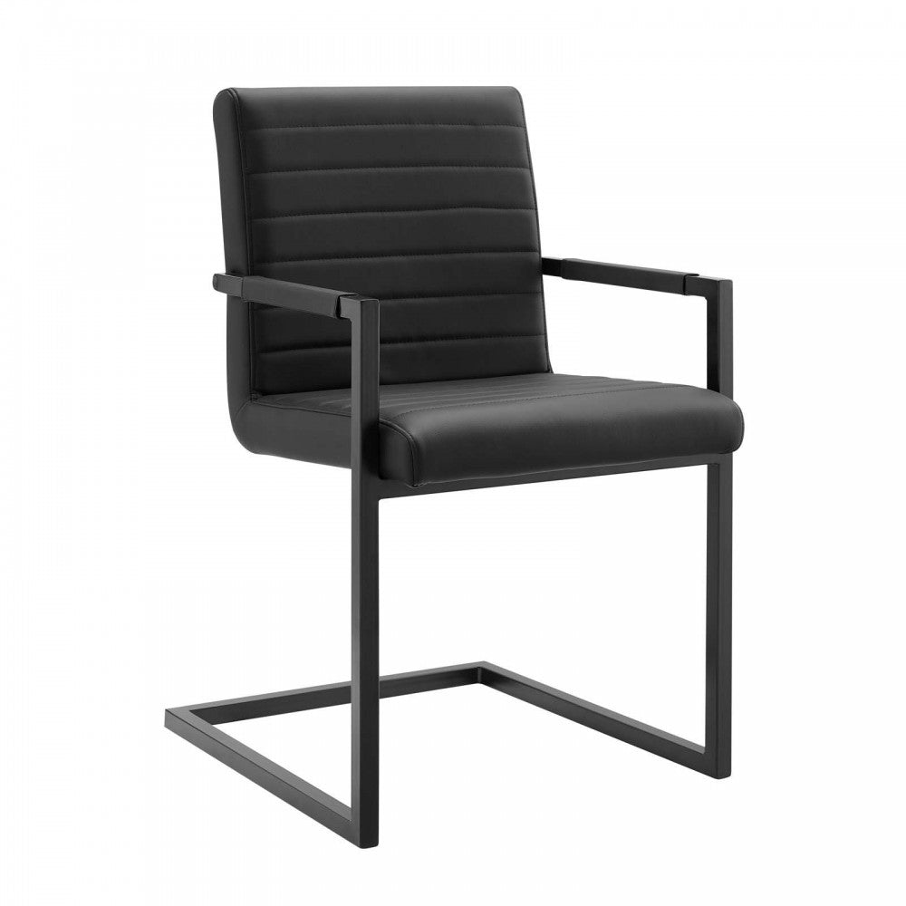Savoy Vegan Leather Dining Chairs - Set of 2, Black