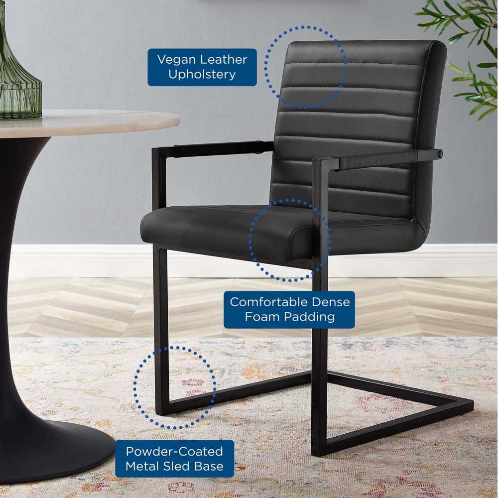 Savoy Vegan Leather Dining Chairs - Set of 2, Black