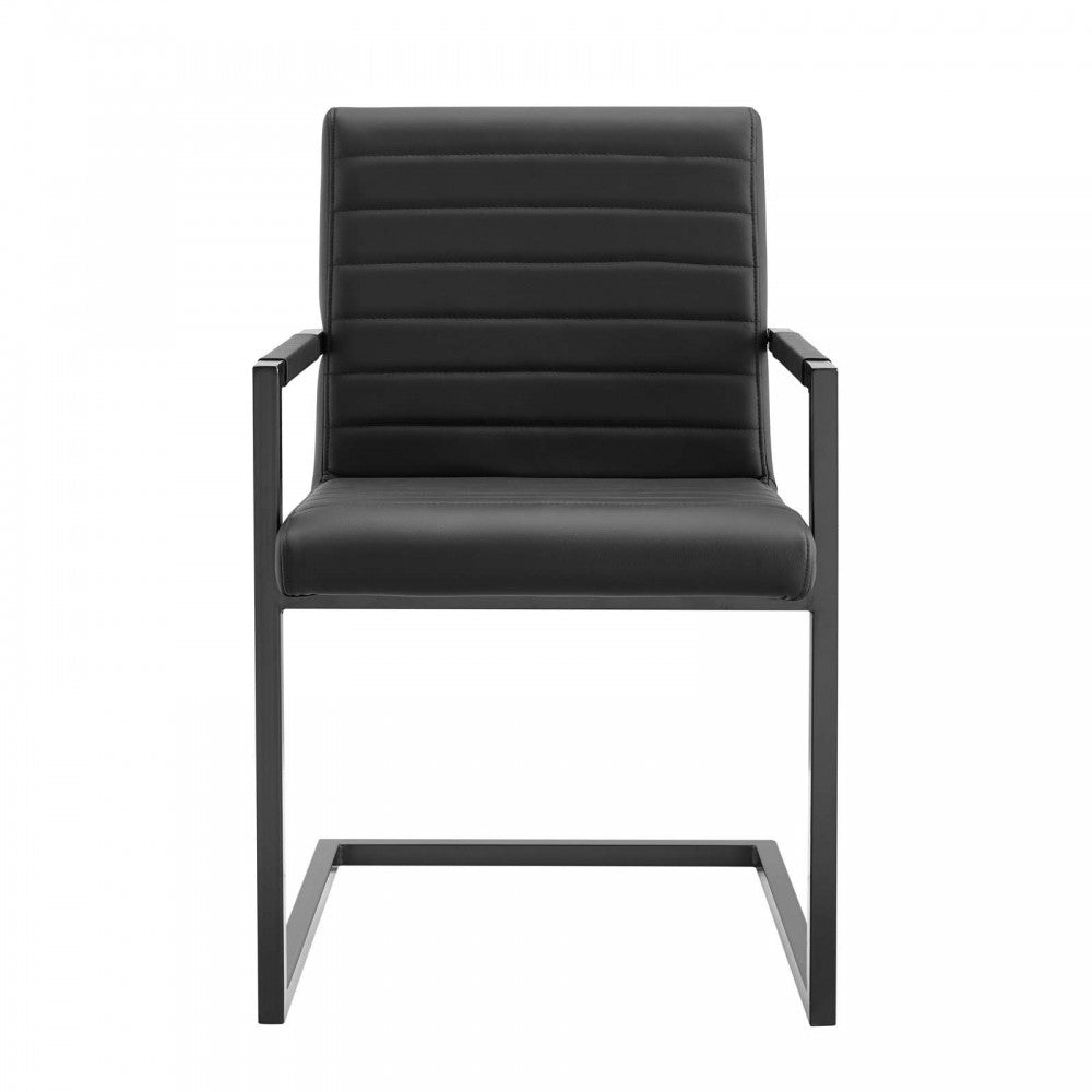 Savoy Vegan Leather Dining Chairs - Set of 2, Black