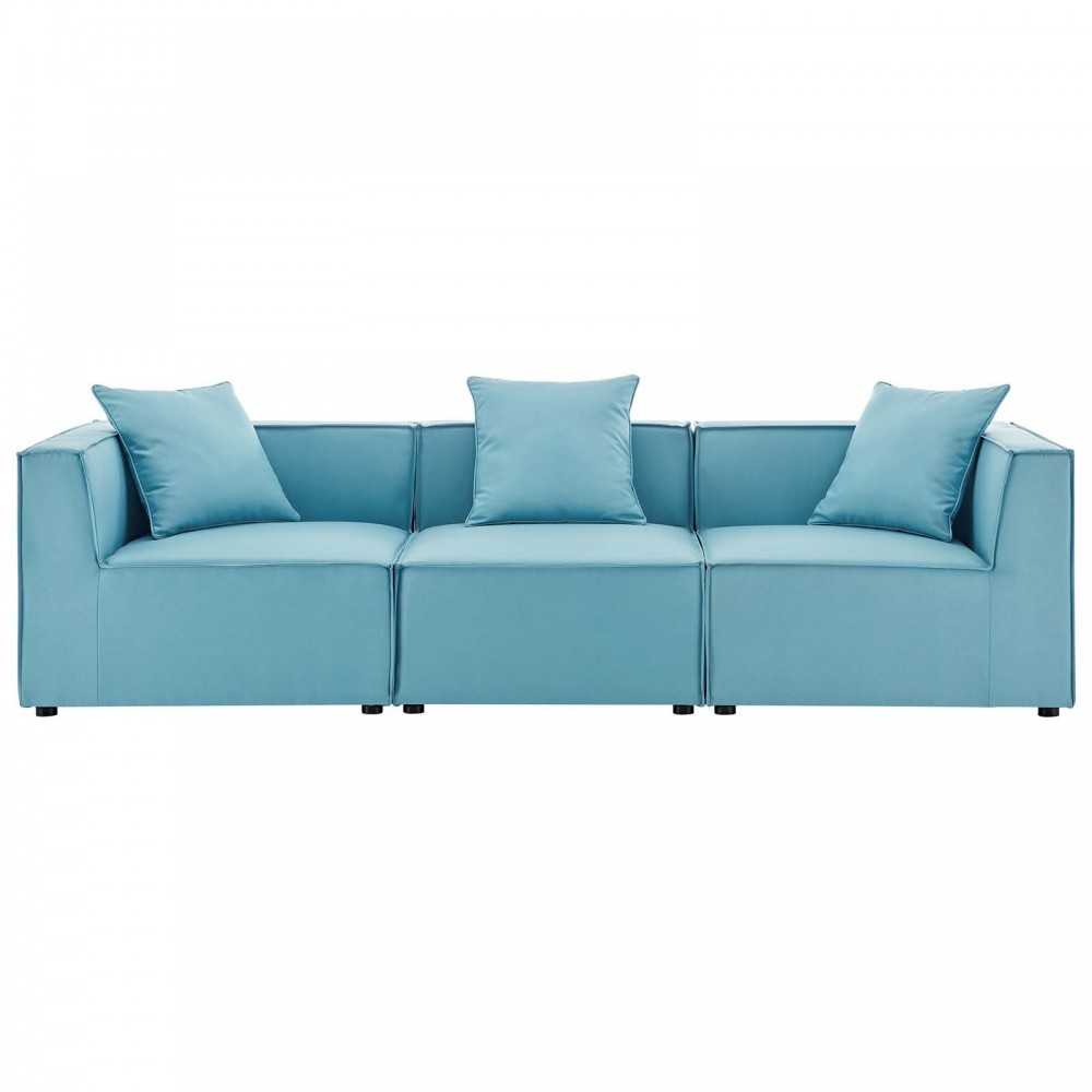 Saybrook Outdoor Patio Upholstered 3-Piece Sectional Sofa, Turquoise