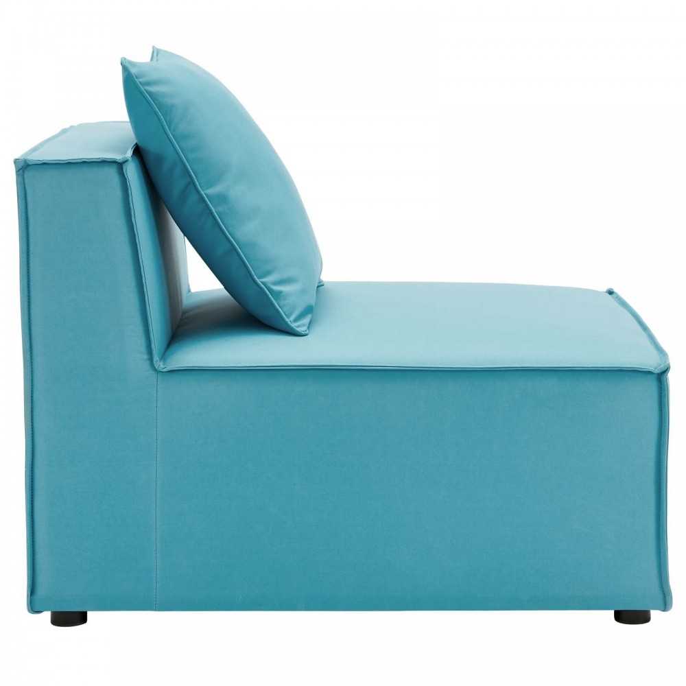 Saybrook Outdoor Patio Upholstered 4-Piece Sectional Sofa, Turquoise, EEI-4381-TUR