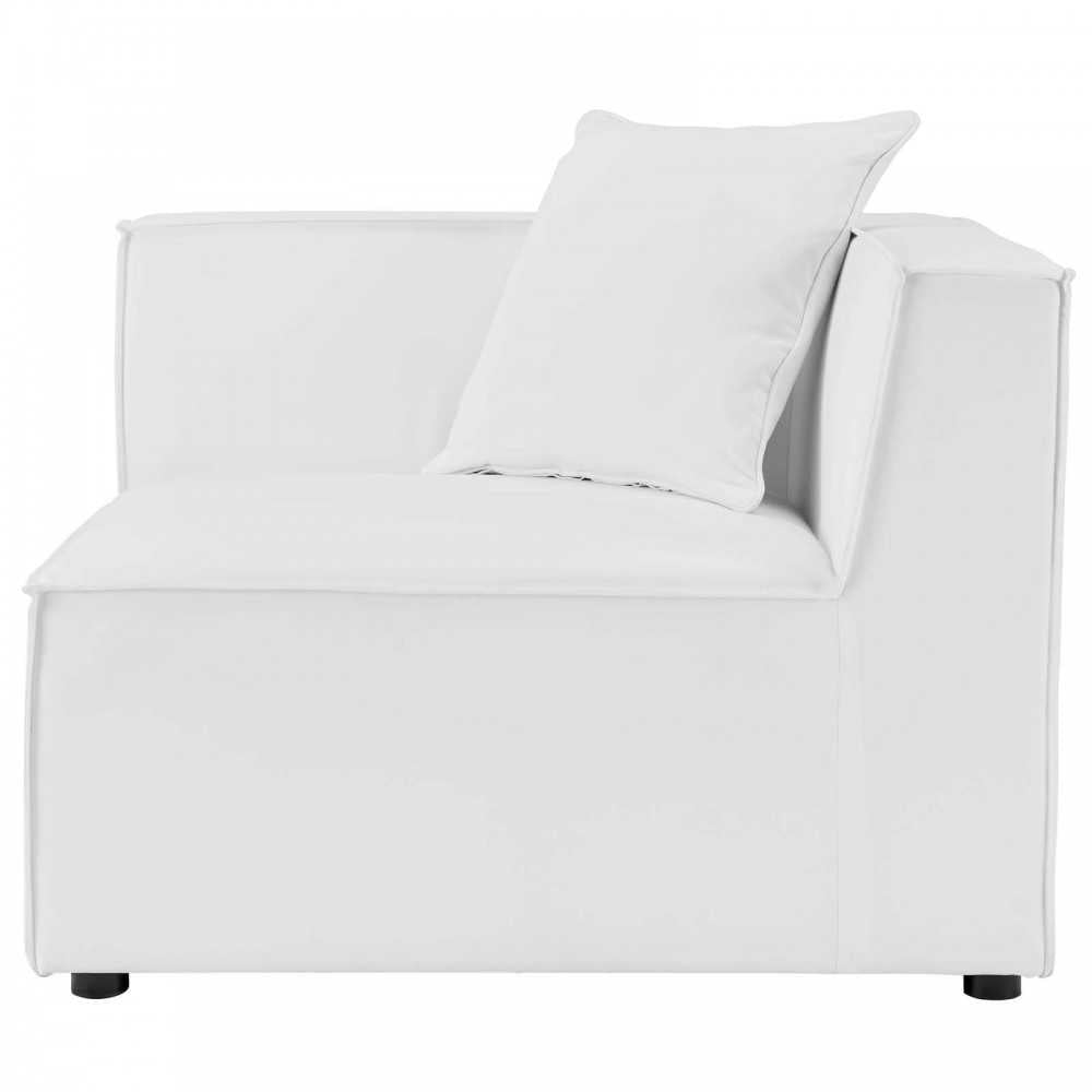 Saybrook Outdoor Patio Upholstered 5-Piece Sectional Sofa, White, EEI-4382-WHI
