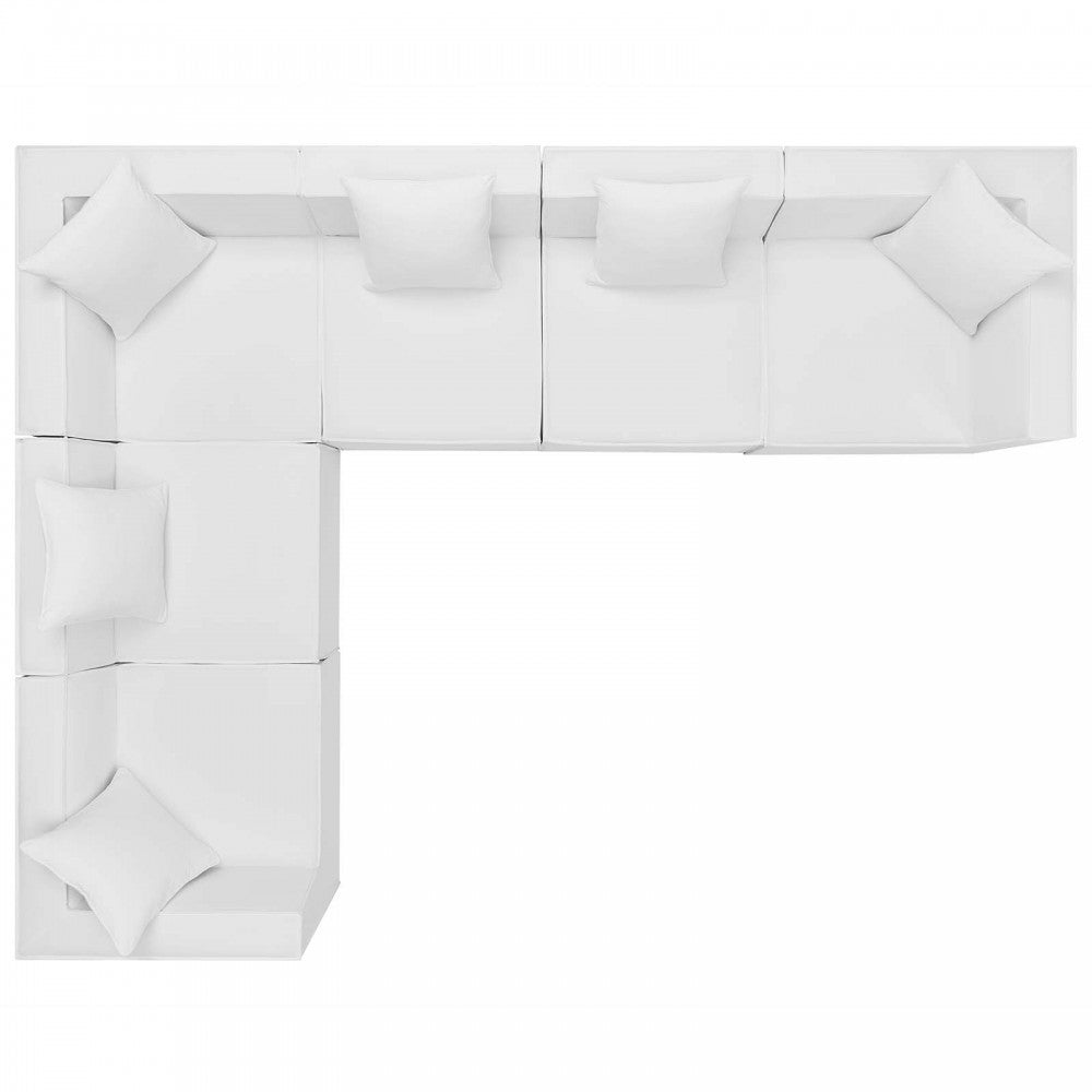 Saybrook Outdoor Patio Upholstered 6-Piece Sectional Sofa, White, EEI-4385-WHI