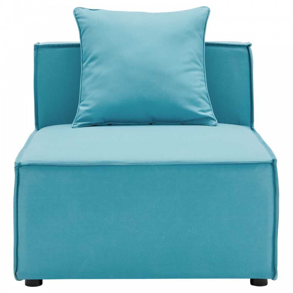 Saybrook Outdoor Patio Upholstered Sectional Sofa Armless Chair, Turquoise
