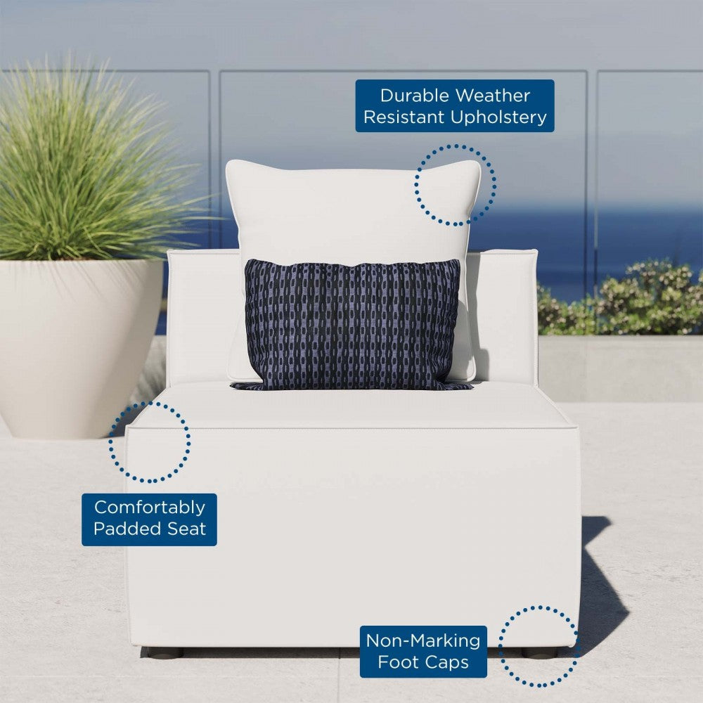 Saybrook Outdoor Patio Upholstered Sectional Sofa Armless Chair, White